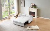 54.7" Multiple Adjustable Positions Sofa Bed Stylish Sofa Bed with a Button Tufted Backrest, Two USB Ports and Four Floral Lumbar Pillows for Living R