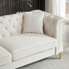 81.8" Chesterfield Sofa Grey Velvet for Living Room, 3 Seater Sofa Tufted Couch with metal foot and Nailhead for Living Room, Bedroom, Office, Apartme