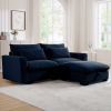 Sectional Sofa Comfy Corduroy Couch for Living Room with Pillows and Round Armrests, Modern Corduroy Sofa Sleeper Deep Couches with Storage Ottoman (B