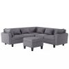 [New]87" Modern Sectional Sofa with coffee table,6-Seat Couch Set with Storage Ottoman,Various Combinations,L-Shape Indoor Furniture with Unique Armre