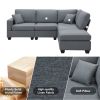 [VIDEO provided][New]89.8*60.2" Modern Sectional Sofa,5-Seat Modular Couch Set with Convertible Ottoman,L-Shape Linen Fabric Corner Couch Set with 2 P