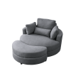 [Video] Welike Swivel Accent Barrel Modern Dark Grey Sofa Lounge Club Big Round Chair with Storage Ottoman Linen Fabric for Living Room Hotel with Pil