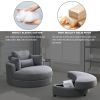 [Video] Welike Swivel Accent Barrel Modern Dark Grey Sofa Lounge Club Big Round Chair with Storage Ottoman Linen Fabric for Living Room Hotel with Pil