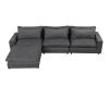 128" Sectional Sofa Cloud Sofa Chenille Upholstered Sofa Couch with Movable Ottoman, Comfortable Seat Cushions, Charging Ports and Three Back Pillows